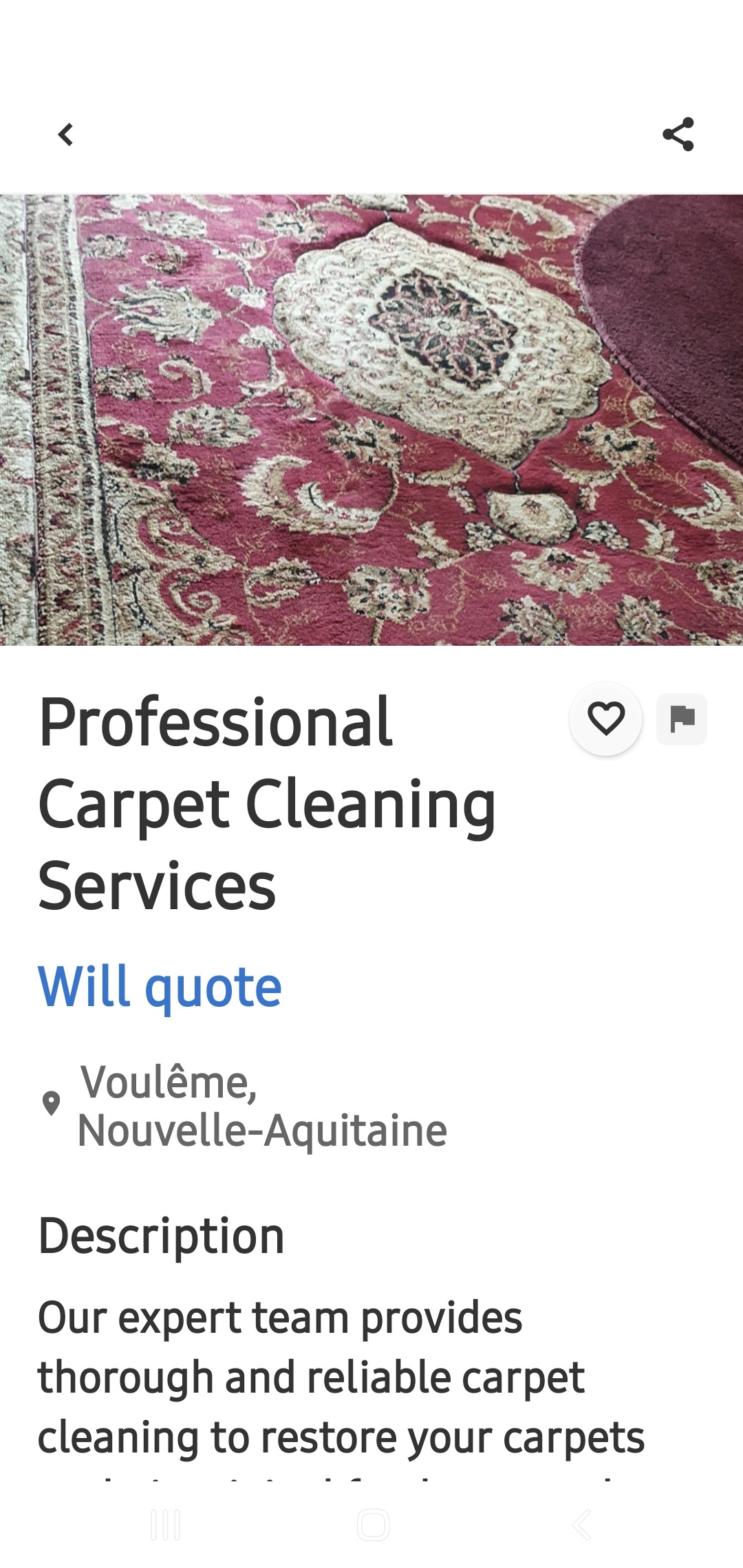 Detailed listing view